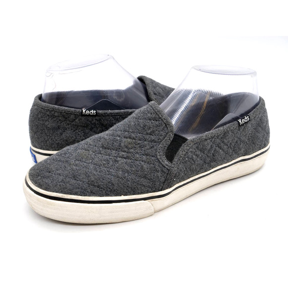 Keds Shoes - Keds Slip On Shoes Womens 8.5 Gray Wool Casual Quilted Sneakers Flat Loafer